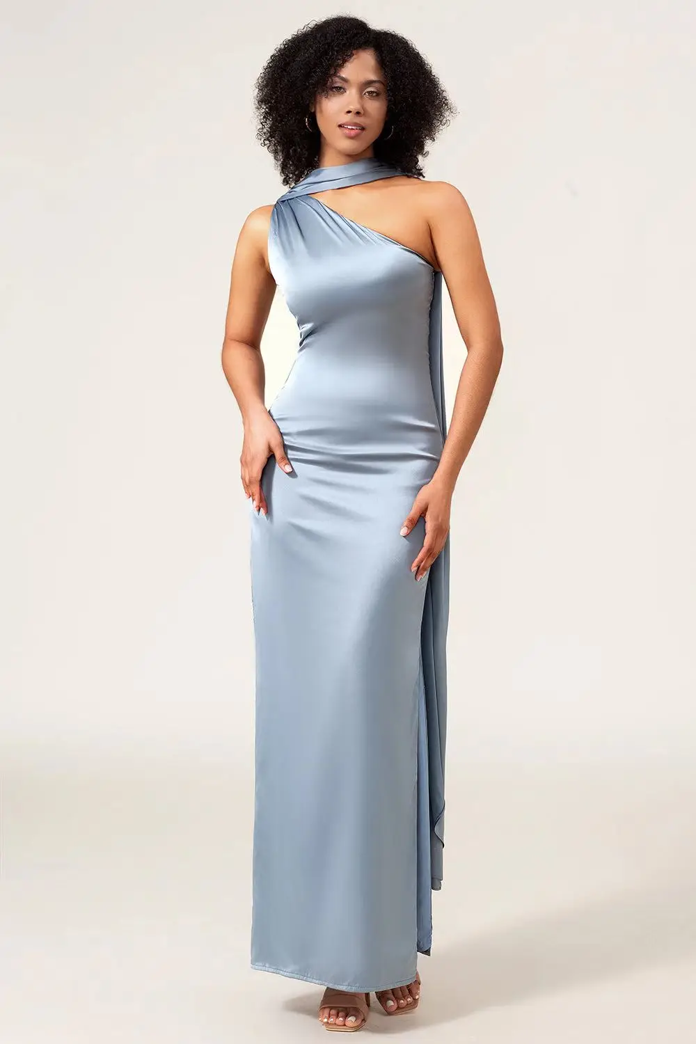 Abito da festa personalizzato senza maniche monospalla alla caviglia Vestido De Festa De Casamento Robe Pour Mariage Invité Party Dress