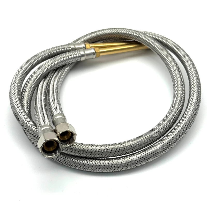 

60cm 1 Pair Stainless Steel Flexible Plumbing Pipes Cold Hot Mixer Faucet Water Supply Pipe Hoses Bathroom Part 1/2 3/8 9/16