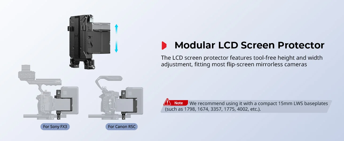 SmallRig V-Mount Akku-Montageplatten-Set für 15 mm LWS-Stangen für Sony für Canon für DSLR-Kamera mit 15 mm Stangenklemme, Displayschutzfolie – Detail 4