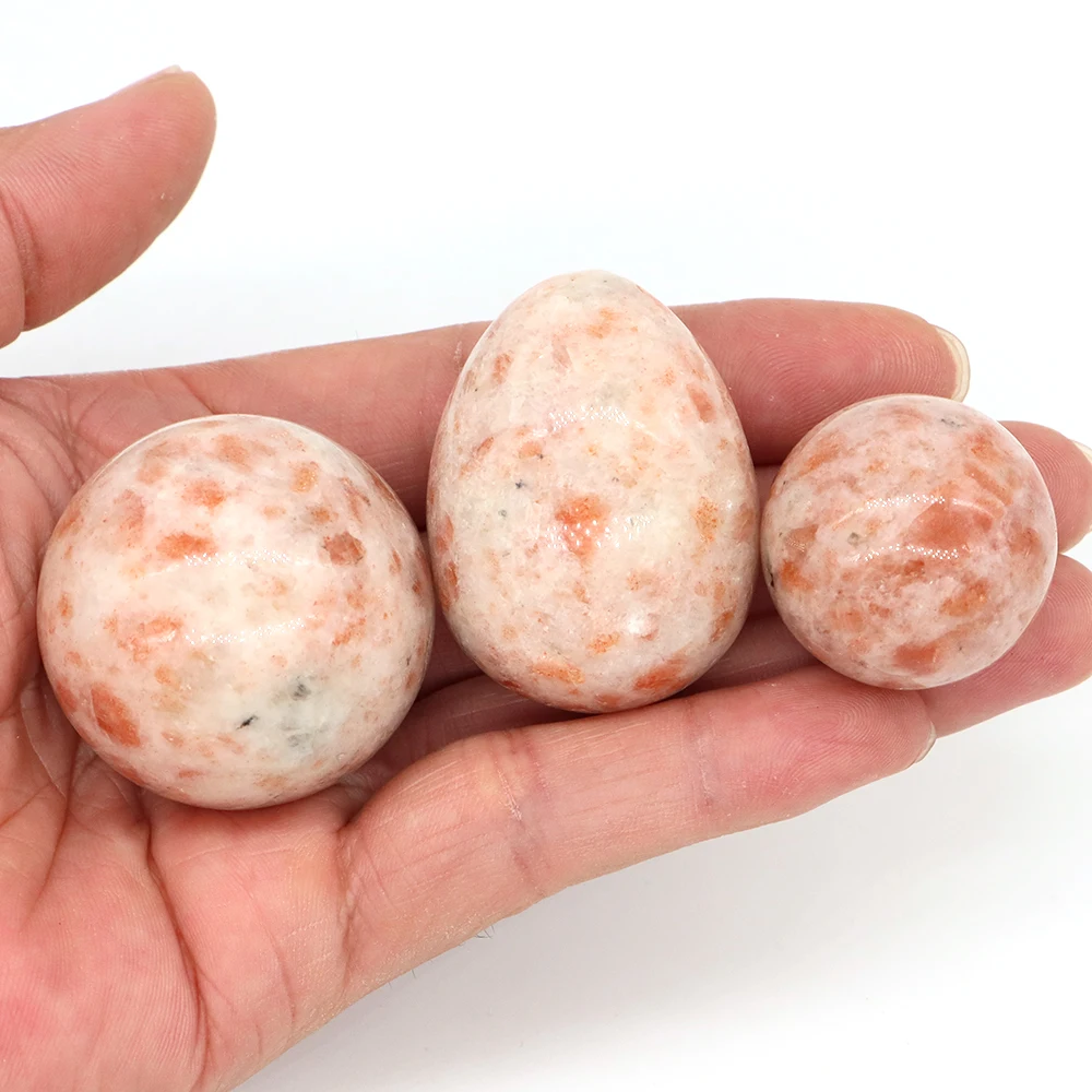 Natural Stone Sunstone Crystal Ball Egg Reiki Energy Gemstone Quartz Sphere Massage Globe Feng Shui Home Decorrtion With Stand