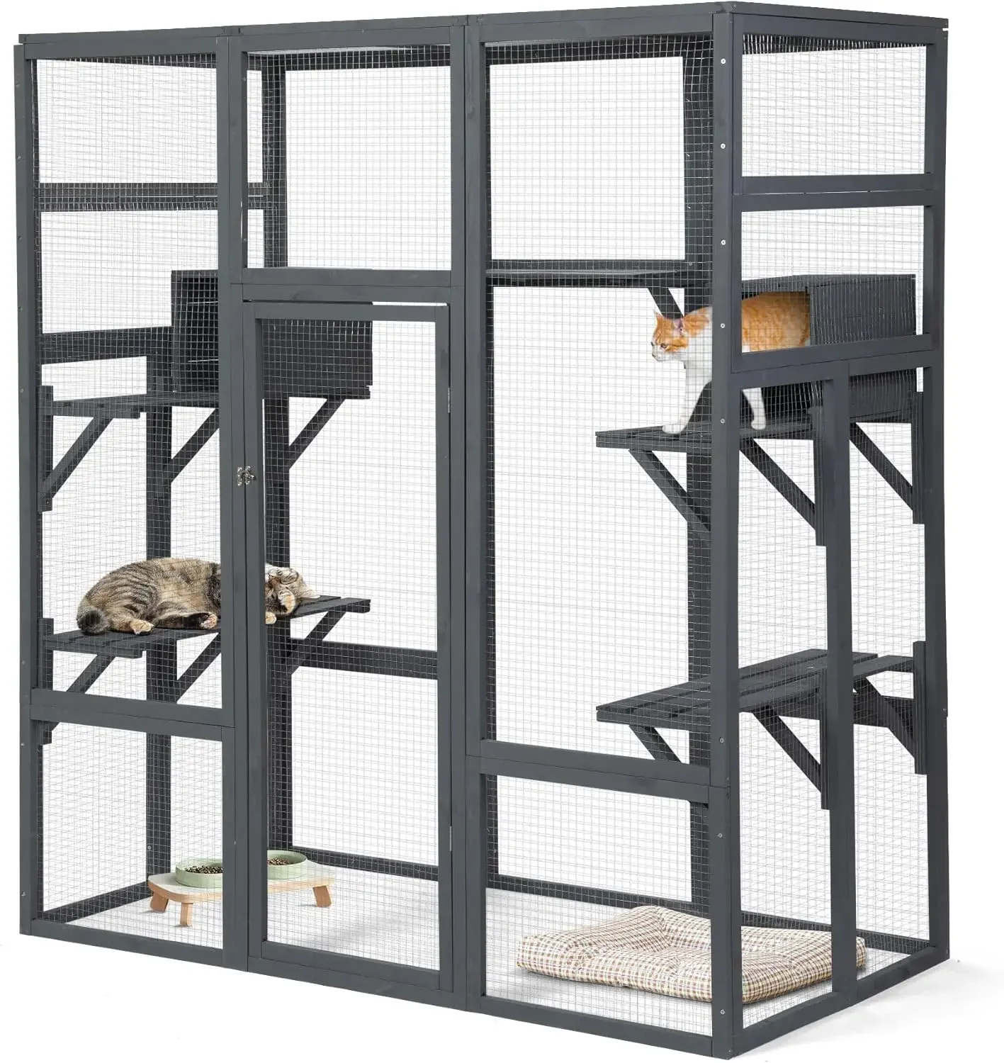 Large Stylish Wooden Catio Outdoor Cat Enclosure Cat Cage & Run Enclosures Indoor Kitty Window Catio with Waterproof Roof