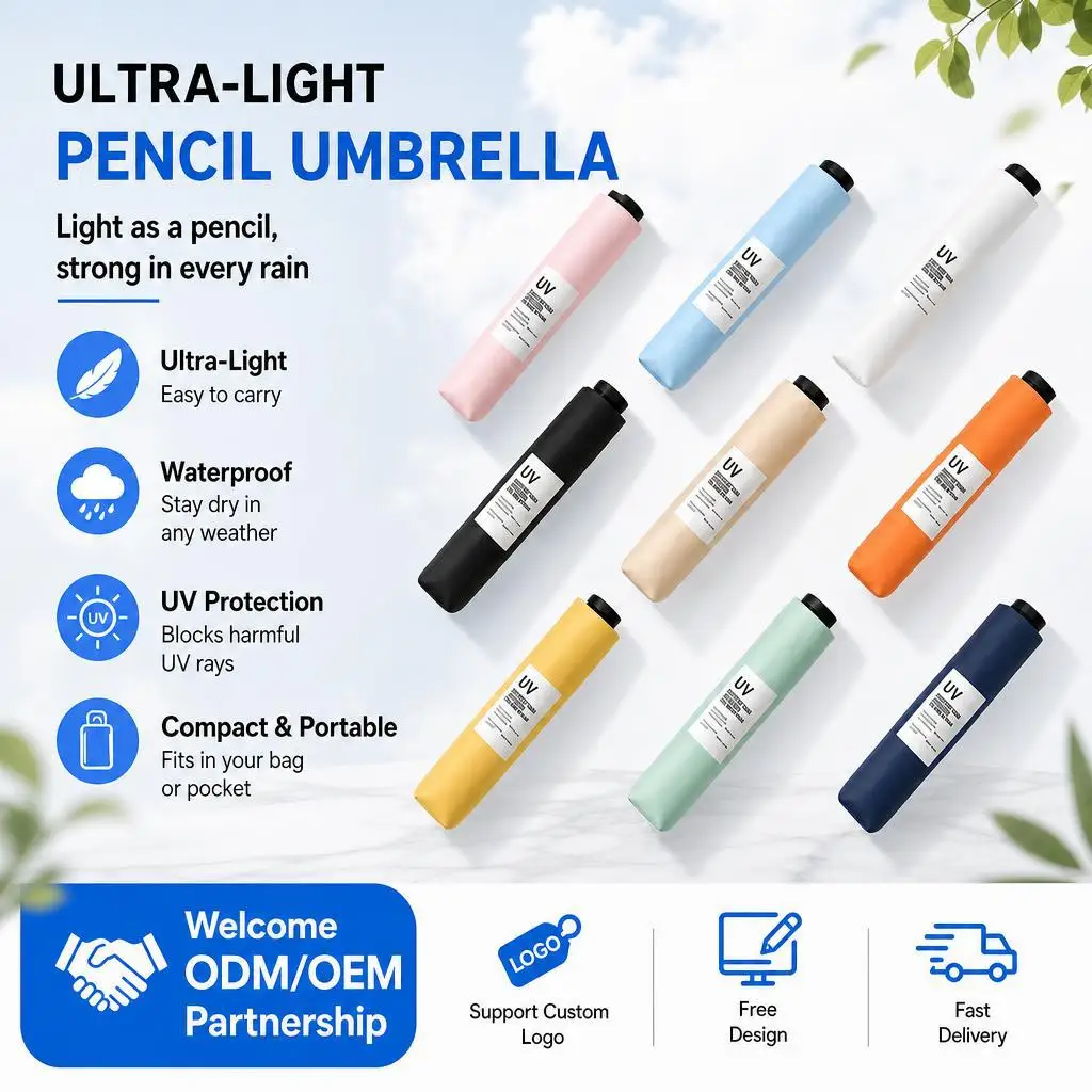 Japanese Ultra-light Portable Pencil Umbrella Vinyl Sunscreen Sun UV Parasol Mini Pocket Folding Rain Umbrella for Women