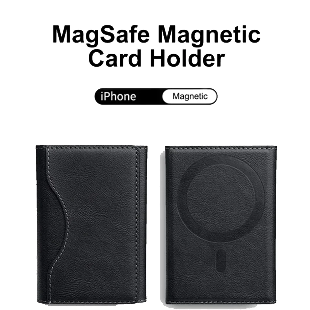 Magsafe Card Holder PU Leather Trifold Magnetic Cardholder Card Bag Wallet for Apple for IPhone 16 15 14 13 12 Pro Max Mini