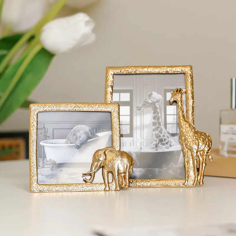 Vintage Metal Photo Frame,Living Room Decor for Baby Growth,Family Elegant Tabletop Display,Luxury Home,ID Photo Picture Frame