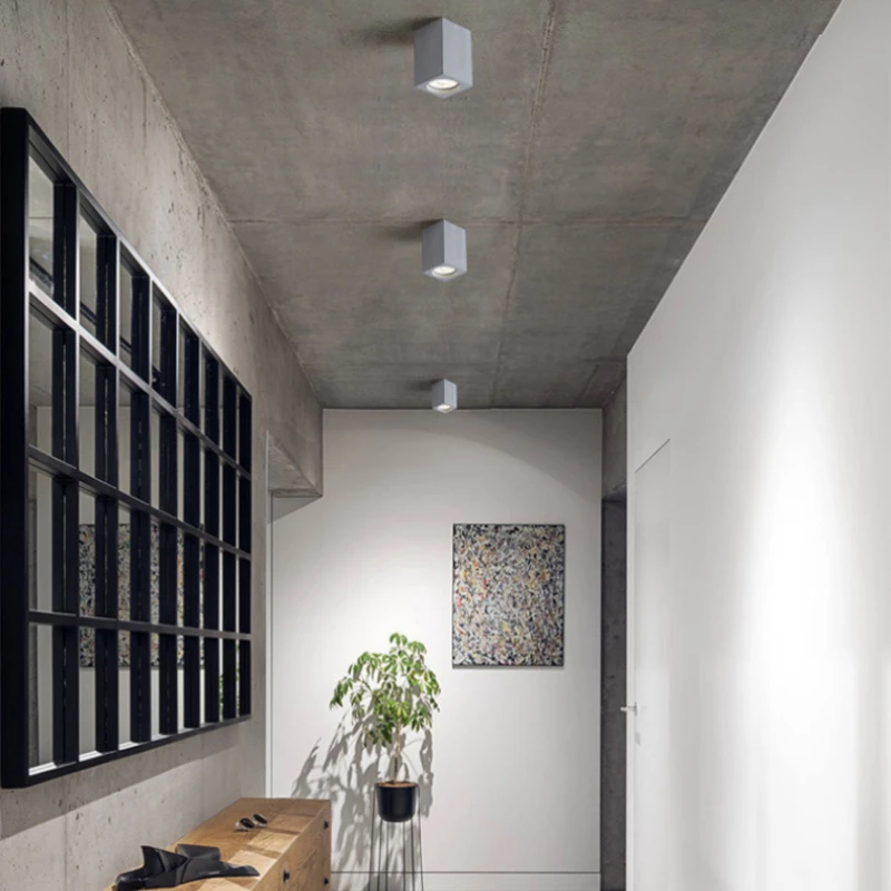Minimalist Cement Downlight Surface Mounted LED GU10 Lamp Holder Spotlight Living Room Corridor Coffee Decor Ceiling Spot Light