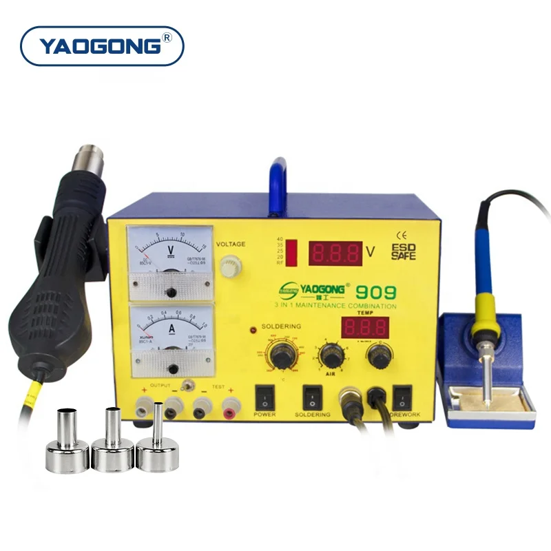 Automatic Soldering Station 750W Hot Air Rework Station 909S with LCD Display DC Power Supply CE for Mobile Phone PCB BGA Repair