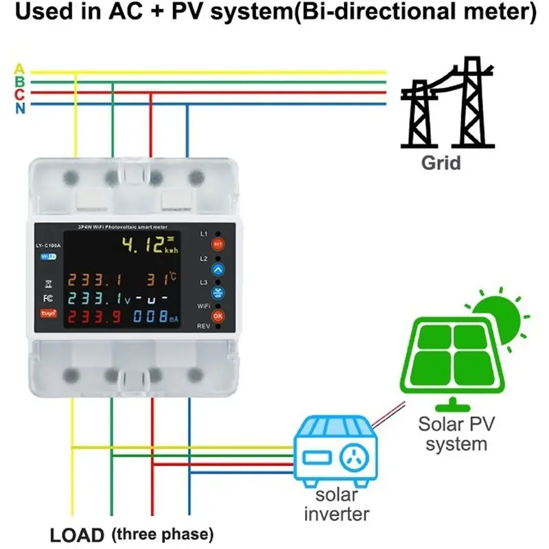 A93E-For Smart Life Compatible Tuya Wifi 4P 100A Three Phase Meter Bi-Directional Auto-Recovery Relay