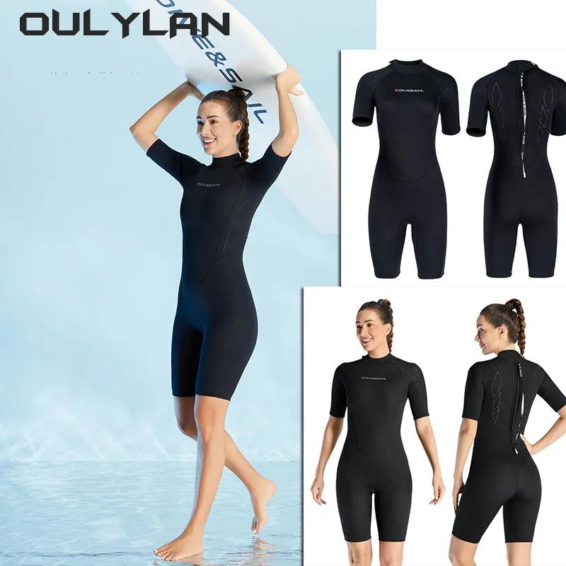 

Oulylan Wetsuit 3mm Neopreno Surf Suit Short Sleeve Swimwear Kitesurf Scuba Diving Suit Spearfishing Swimsuits for Women