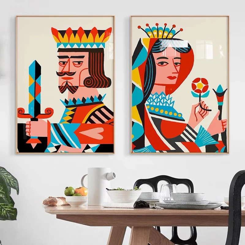 

Modern Queen King Poker Poster Abstract Decorative Paintings Prints Canvas Wall Art Pictures for Home Living Room Bar Decoration