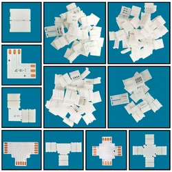 Connector WS2812b WS2813 WS2815 SK6812 WS2811 5050 RGB Led Strip 10mm 2 3 4 5Pin X T L Shape Corner Clip Free Soldering Terminal