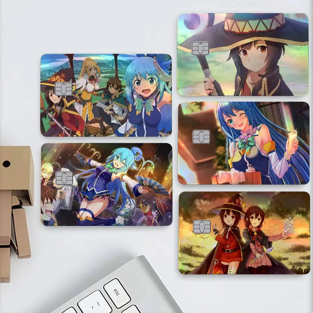 Anime K-KonoSuba S-Season Laser Holographic Card Sticker For Credit Debit Cards 4pcs/Set Waterproof Scratch-Resistant Protector