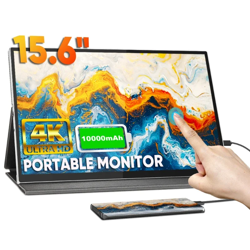 15.6'' Portable Gaming Monitor 4K UHD Display Touchscreen 10-Point Capacitive Dual USB-C Narrow