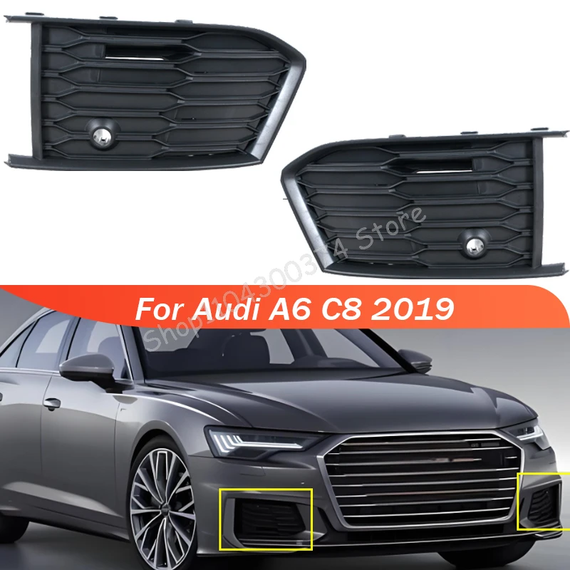 

Front Bumper Lower Fog Light Grille For Audi A6 C8 2005-2023 Sports Version Car Fog Lamp Cover Grills Auto Accessories