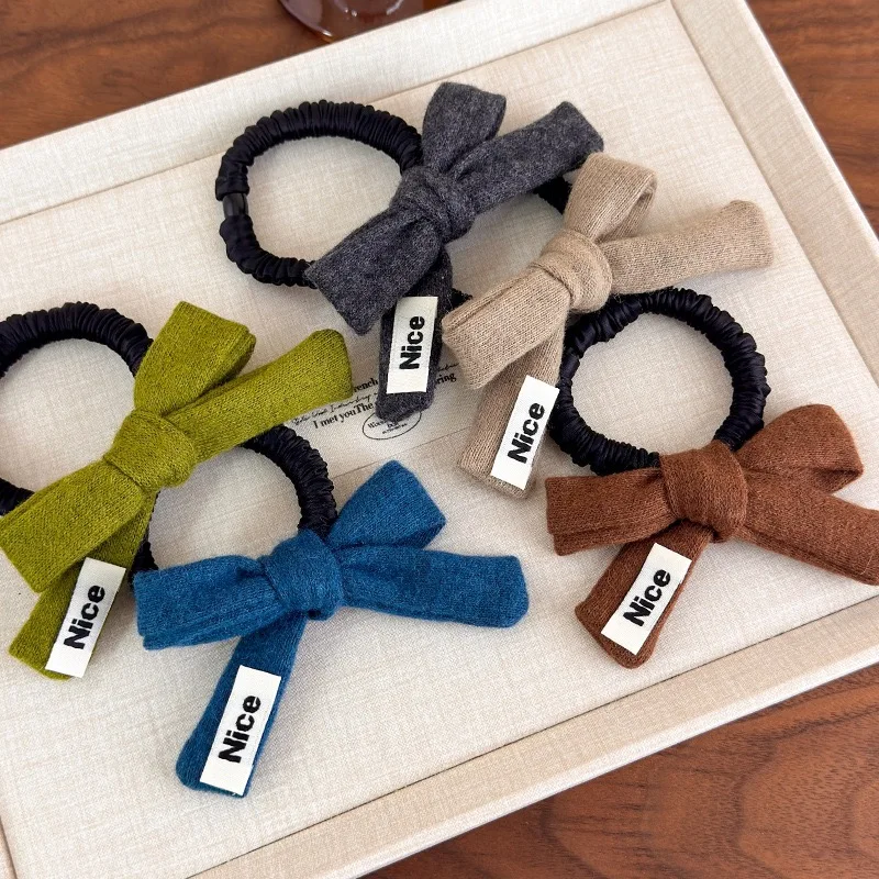 1pc Korean-style autumn and winter new knitted bow versatile hair tie, high-end bun hair rope for ponytails and buns
