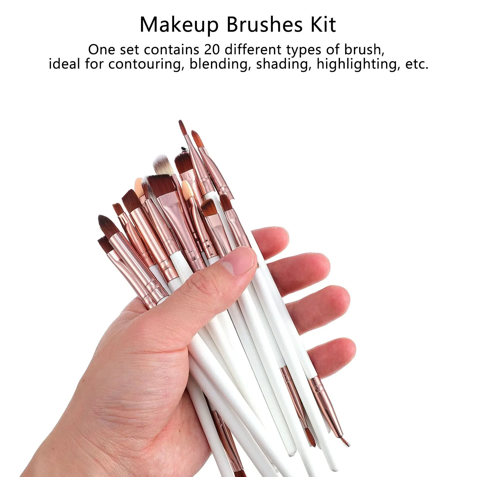 20-teiliges Pinsel-Set, professionelle Make-up-Pinsel, weiche Fasern, Kunststoffgriff, Konturierung, Verblenden, Schattierung, Hervorhebung, C612