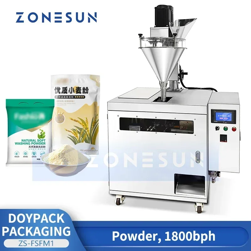 Zonesun Pre-formed Bag Packaging Machine Automatic Powder Filling and Sealing Machine Auger Filler ZS-FSFM1