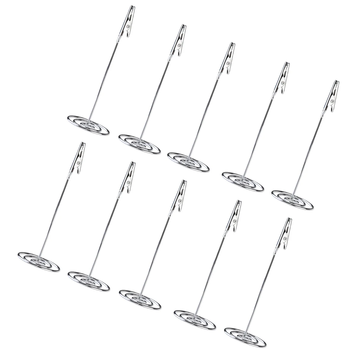 

10pcs Business Card Holder Stainless Steel Photo Memo Clip Note Silver Flexible Wire Cable Crocodile Office Home Decor