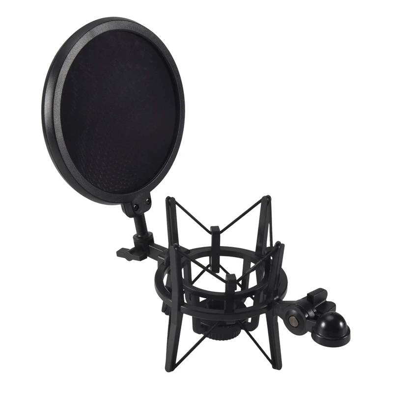 B63B-Professional Microphone Mic Shock Mount With Shield Articulating Head Holder Stand Bracket For Studio Broadcast