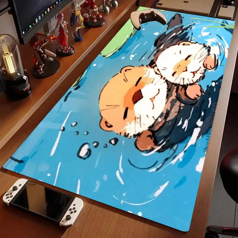 Cute Otter Animation Mousepad Non-slip Suitable For Office Computers Laptops E-sports Game Desk Mats XXL Keyboard