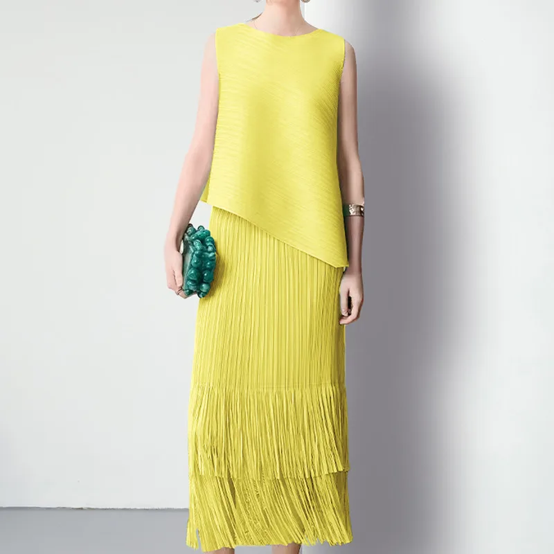 HKSH Spring Summer New Women Tide Young Style Y2K Contracted Fashion Ins Elegant Temperament Pleated Fabricevening Dress HK5086