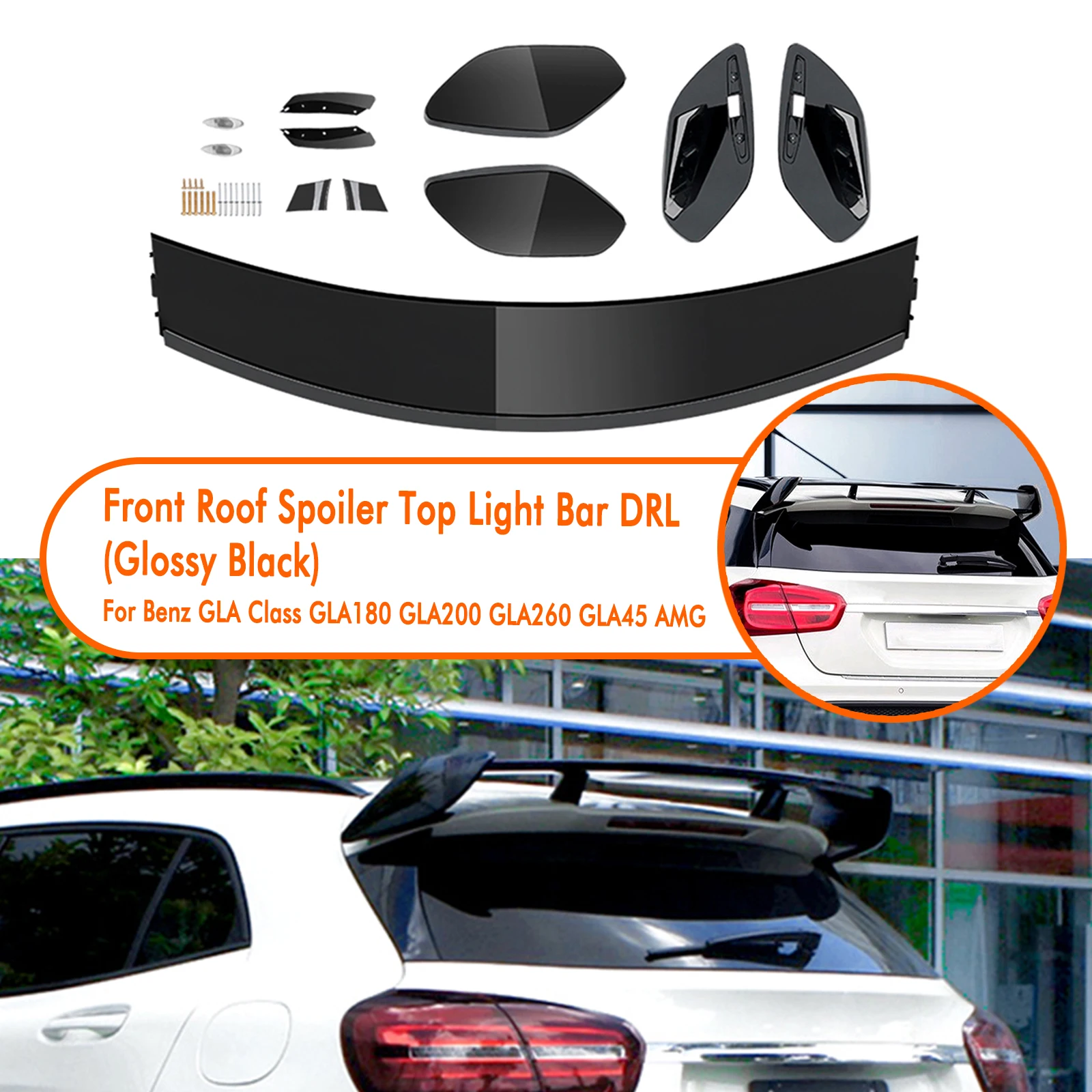 

Rear Spoiler Roof Wing For Mercedes Benz X156 GLA-Class GLA180 GLA200 GLA260 GLA45 AMG Gloss Black Car Trunk Lid Window Trim Lip