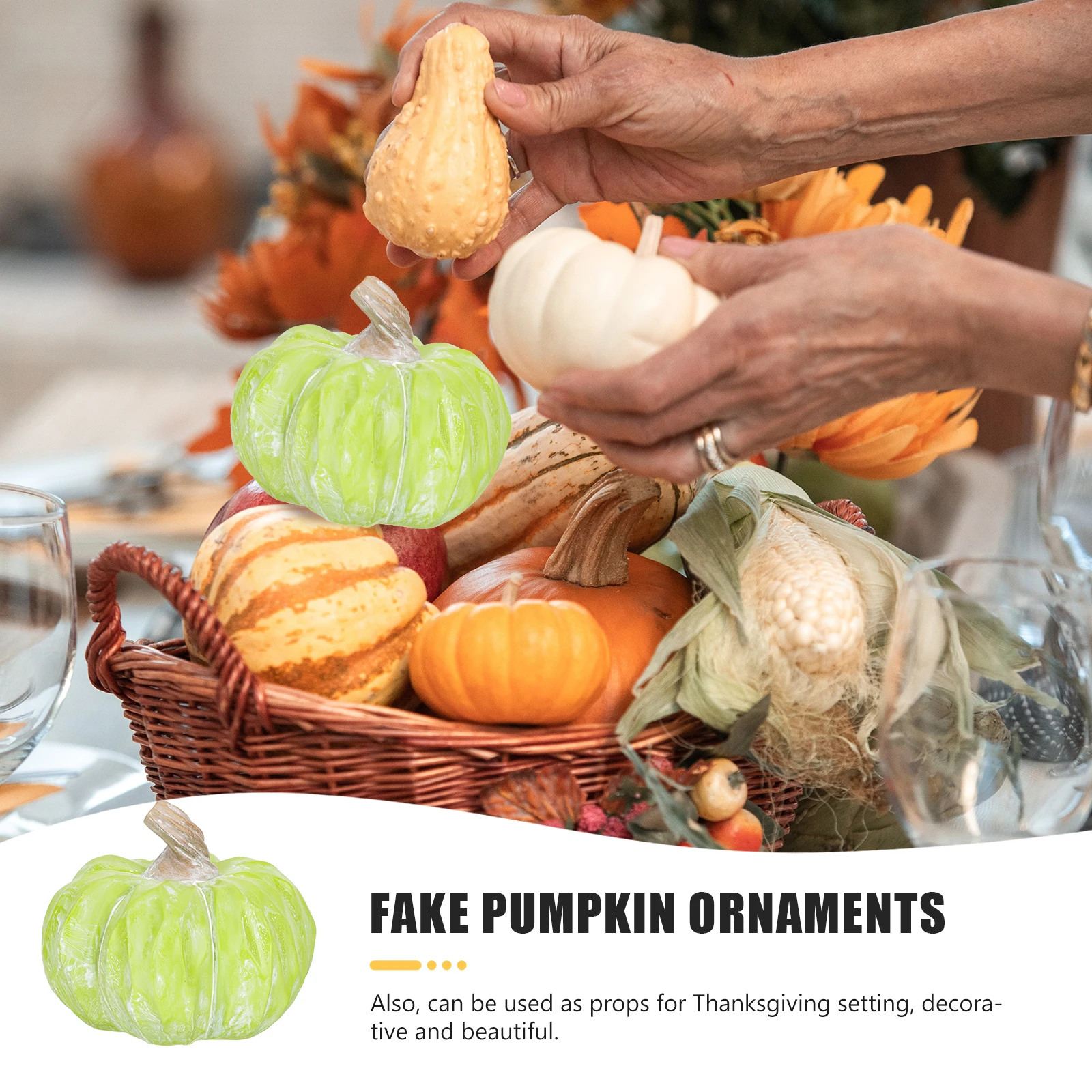 

3PCS Ceramic Pumpkin Decor Halloween Thanksgiving Decoration Fall Decorative Pumpkins Fake Lifelike nament
