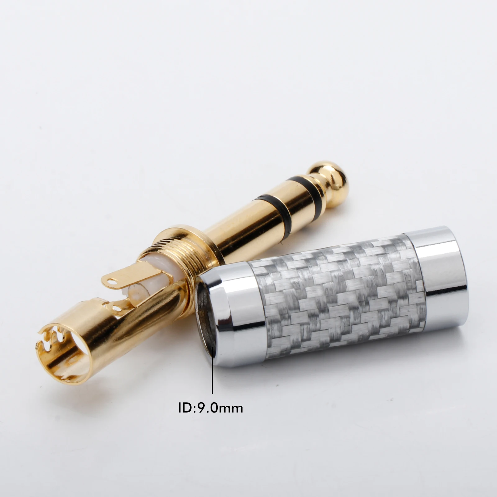 HiFi 6.35 مللي متر سماعة موصل 90 درجة ألياف الكربون مطلية بالذهب مقبس استريو 6.35 مللي متر MonoConnector لكابل محول الميكروفون