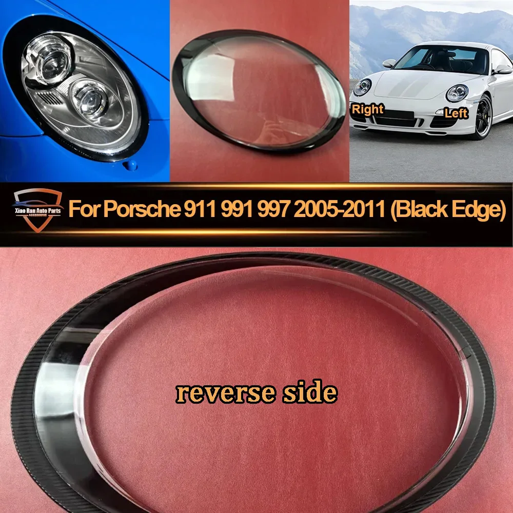 

Headlight Cover 2005 2006 -2011 For Porsche 911 991 997 (Black Edge) Replacement Front Car Light Auto Shell Lampcover Lampshade