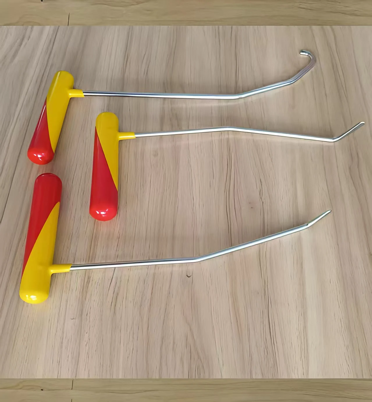 Car Dent Repair PDR Hooks 3PCS Dual Colored Non-slip Rubber Handle Alloy Steel Dent Removal Lever Rod For Hail Damage Repair