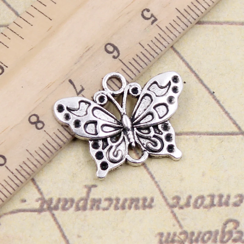 10pcs Charms Butterfly 20x25mm Tibetan Bronze Silver Color Pendants Antique Jewelry Making DIY Handmade Craft Pendant