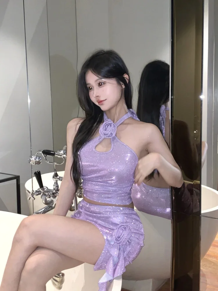 

Night Club Woman Outfit Summer Fashion 2025 The New Function of Matching Vacation in Same Vintage 2 Pieces Skirt Sets for Women