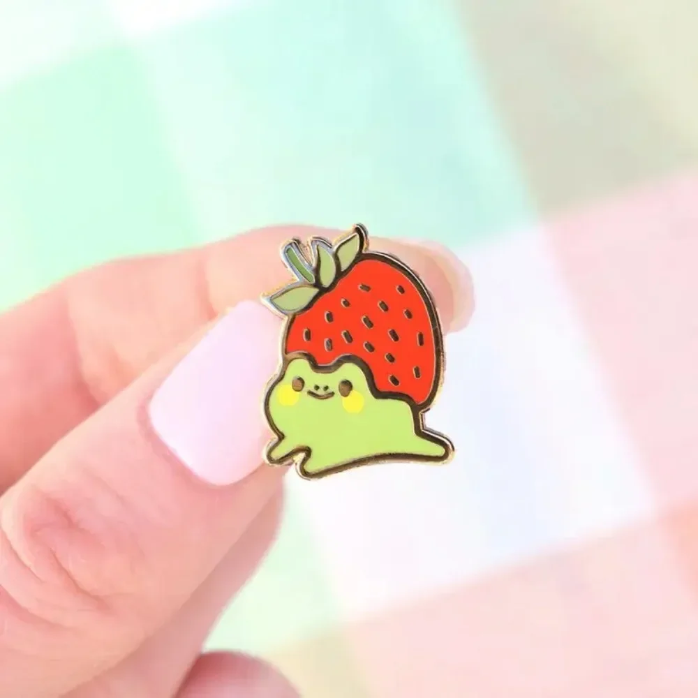 Strawberry Frog Hard Enamel Pin // Froggy, Cute, Kawaii, Nature, Outdoors, Froggo, Mini Pin, Animal