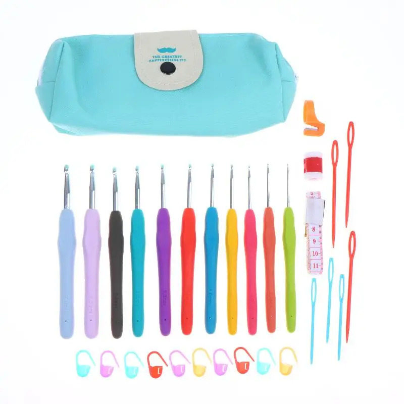 Tragbares Häkelnadel-Set, mehrfarbige Stricknadeln mit Aufbewahrungstasche, Werkzeugset zum Weben für DIY-Strick-, Näh- und Bastelprojekte. – Detail 13