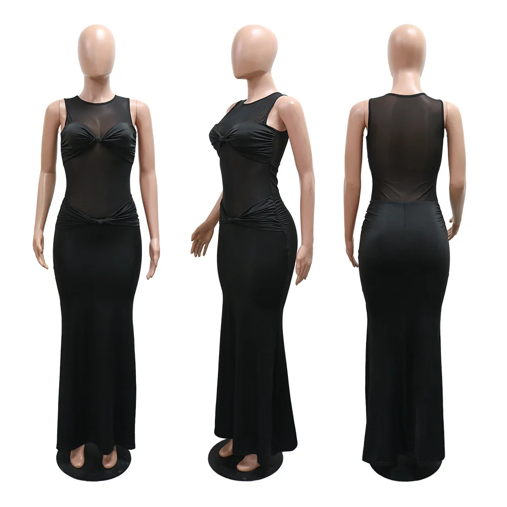 Durchsichtiges Partykleid, Abendclub, Ballkleider, 2025, Damen-Sommerkleidung, sexy, figurbetont, lange Kleider, elegantes schwarzes Kleid