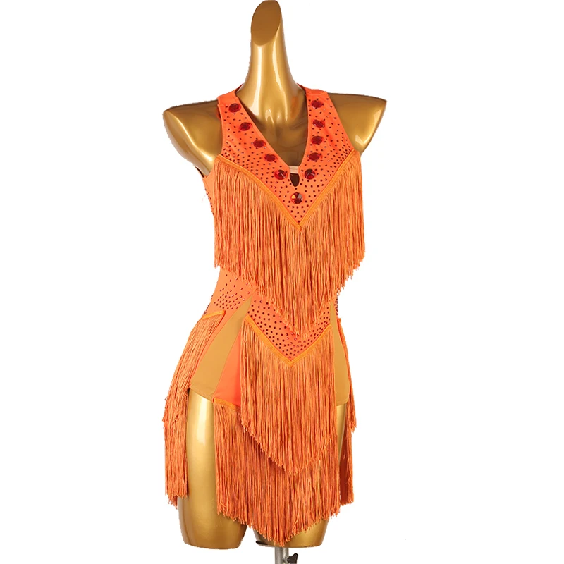 Latin Dance Dress Lady junior latin dance costumes women fringe latin competition dress lq409