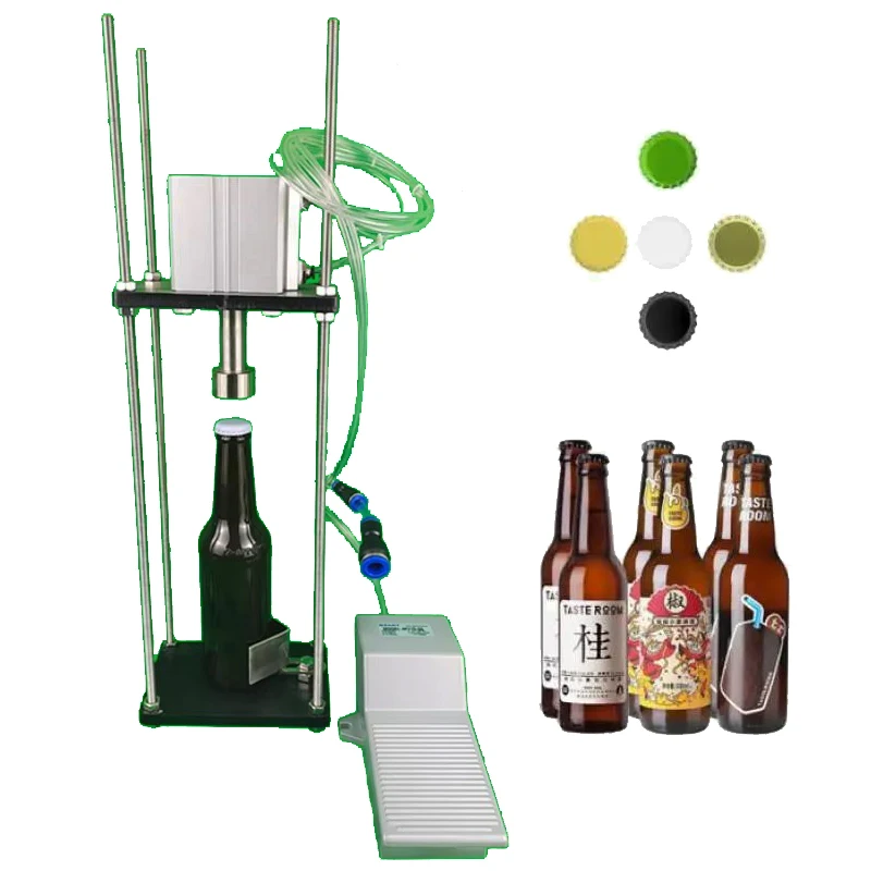 Pneumatic Beer Crown Cap Capping Machine Capper Soda Water Bottle Capper Steamwater Carbonated Drinks Bottle Lid Locking Lock