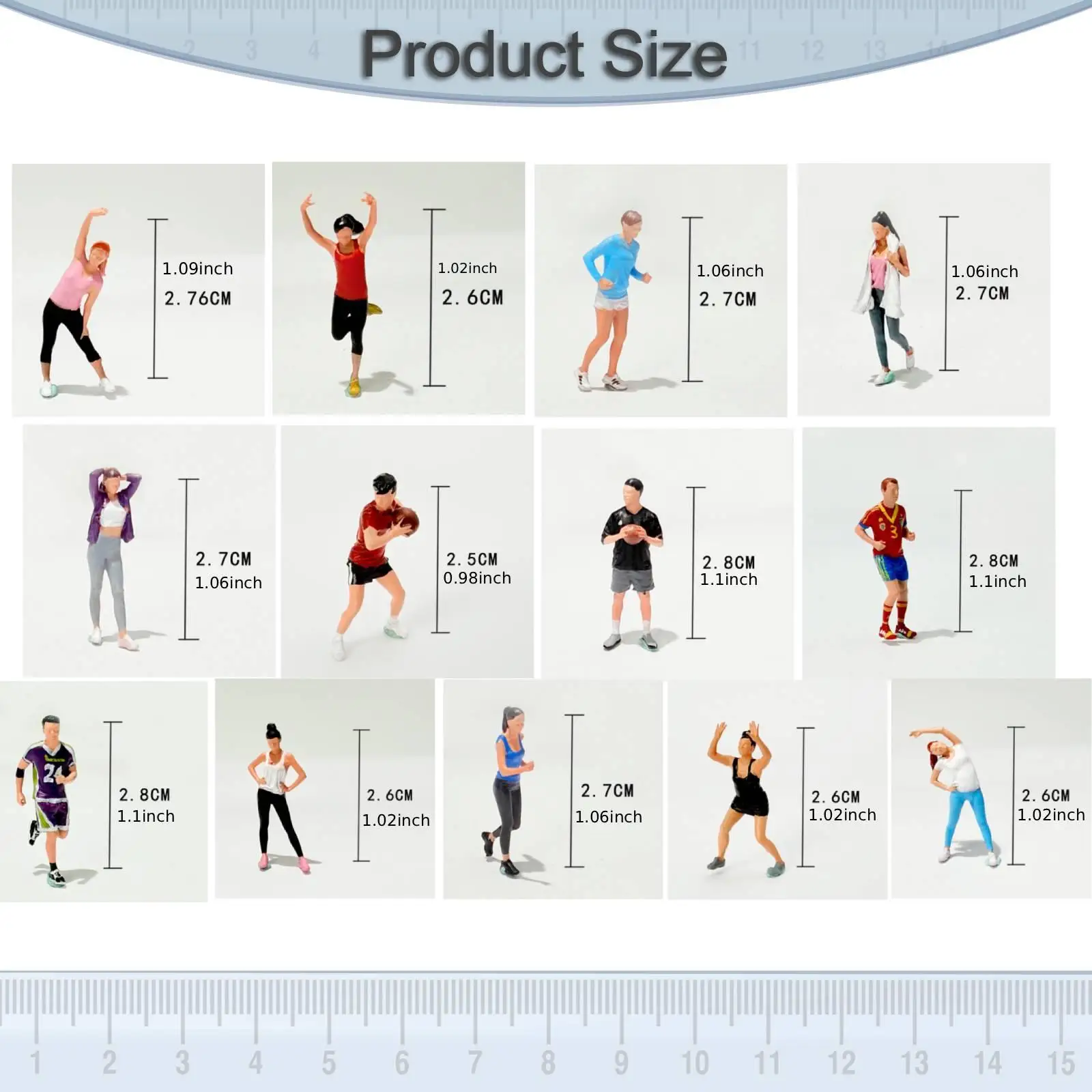

Miniature People Figures 1/64 Scale Resin Sports Model DIY Craft Mini Doll Set for Micro Landscape Scenario