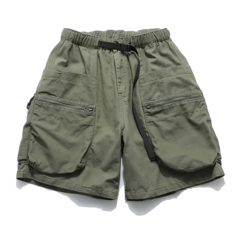 2025 여름 새로운 기능성 물 세척 사용 지퍼 작업 반바지 남성 패션 유행 브랜드 미국 느슨한 캐주얼 오각형 바지