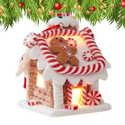 Gingerbread House Tree Topper Light Up Mini Gingerbread House Ornaments Soft Clay Fairy Tale Candy House For Christmas Tree