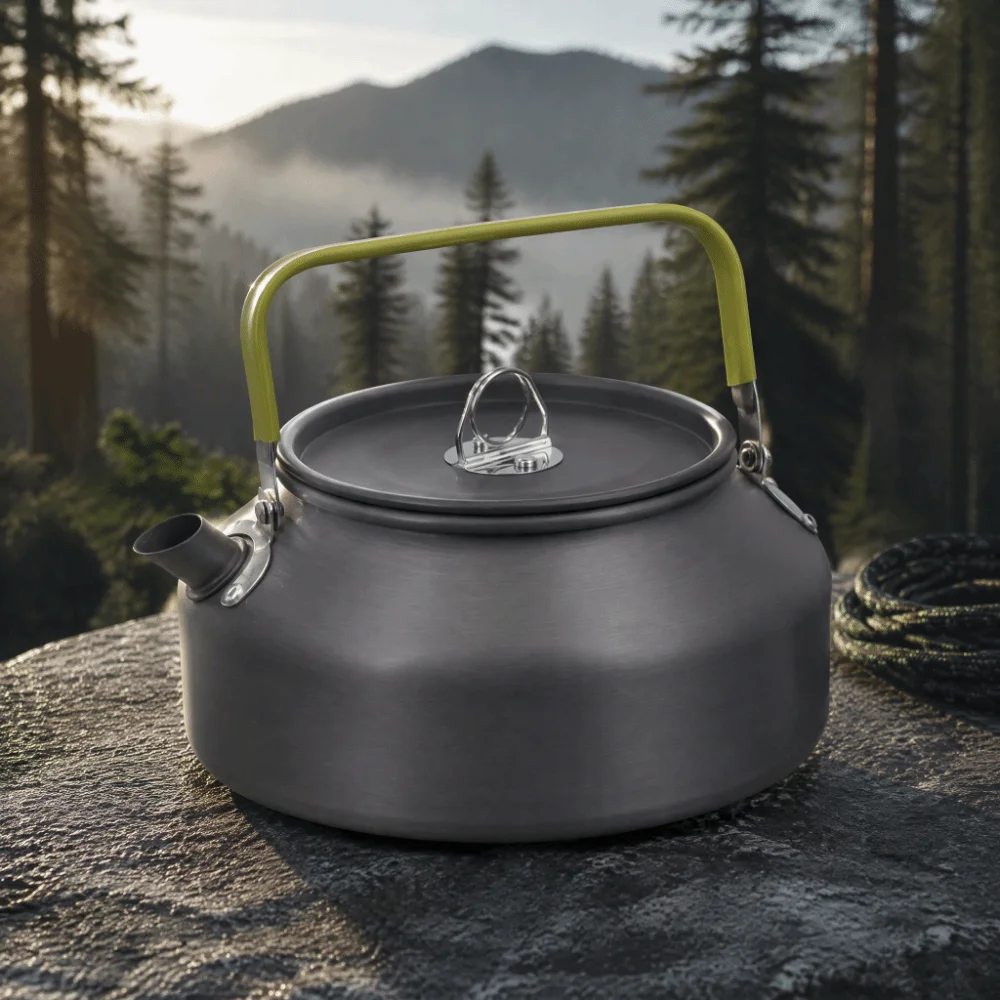 Durable Aluminum Alloy Camping Kettle Folding Handle Compact Coffee Pot Water Boiler Outdoor