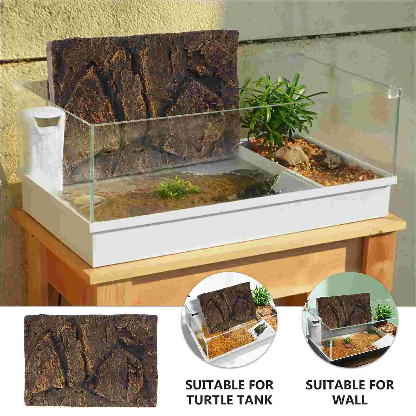 Reptile Box Decorative Panel Pet Frog Stickers Stone Background 3D Board Habitat for Tank