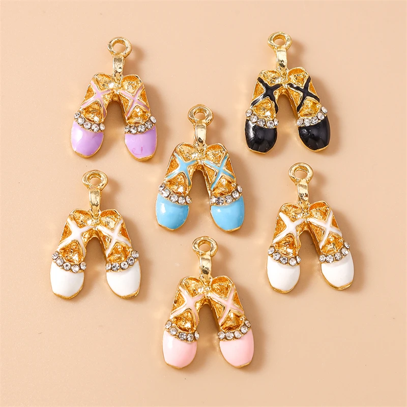 

20pcs 17x25mm Cute Enamel Sandals Shoes Charms Pendants for Making Earrings Necklaces Bracelets DIY Crafts Jewelry Accessories
