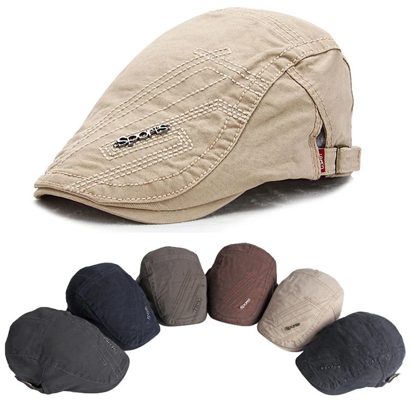 Boinas de algodón para hombre, gorros de conductor ajustables de estilo británico Vintage, sólido color gris y negro, para primavera, otoño e