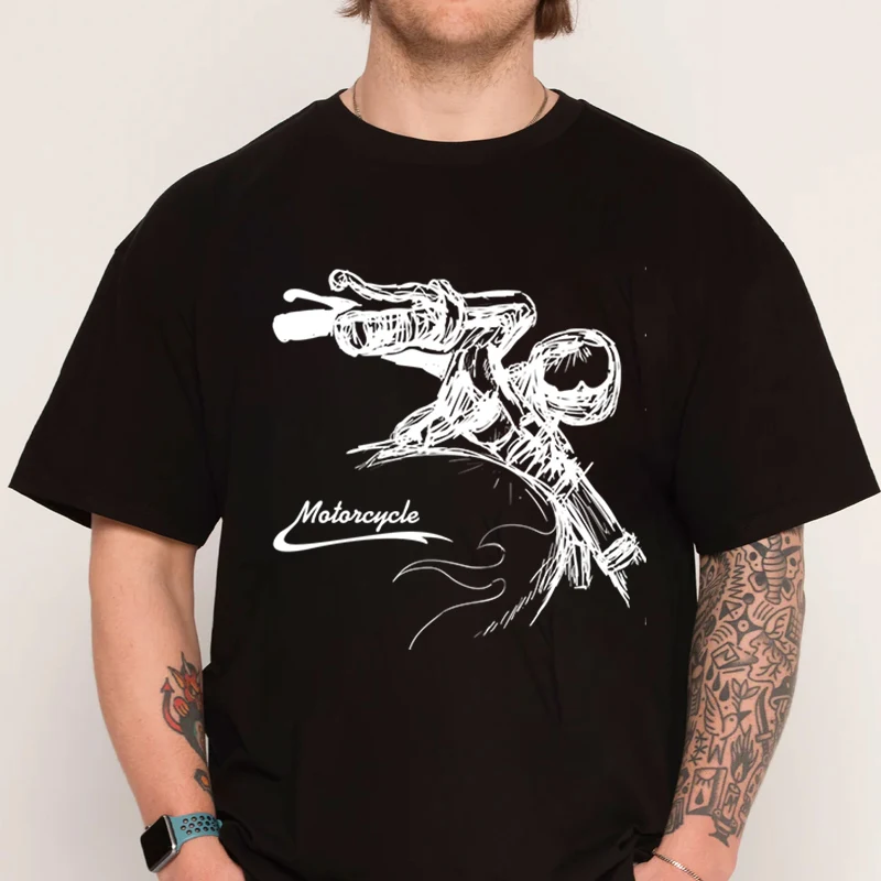 

Футболка с изображением мотоцикла, скоростная футболка из 100% хлопка с круглым вырезом, повседневная мужская футболка с коротким рукавом, футболки
