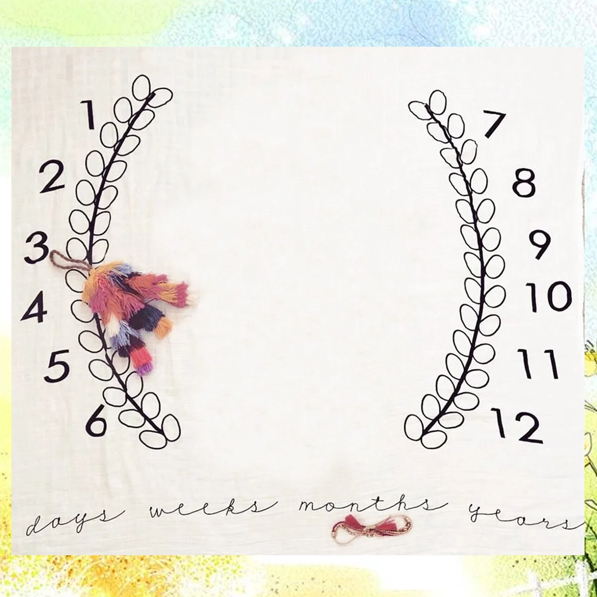 

Cotton Polyester Baby Milestone Blanket Soft Monthly Photo Prop For Newborn Photography Washable Keepsake Gift