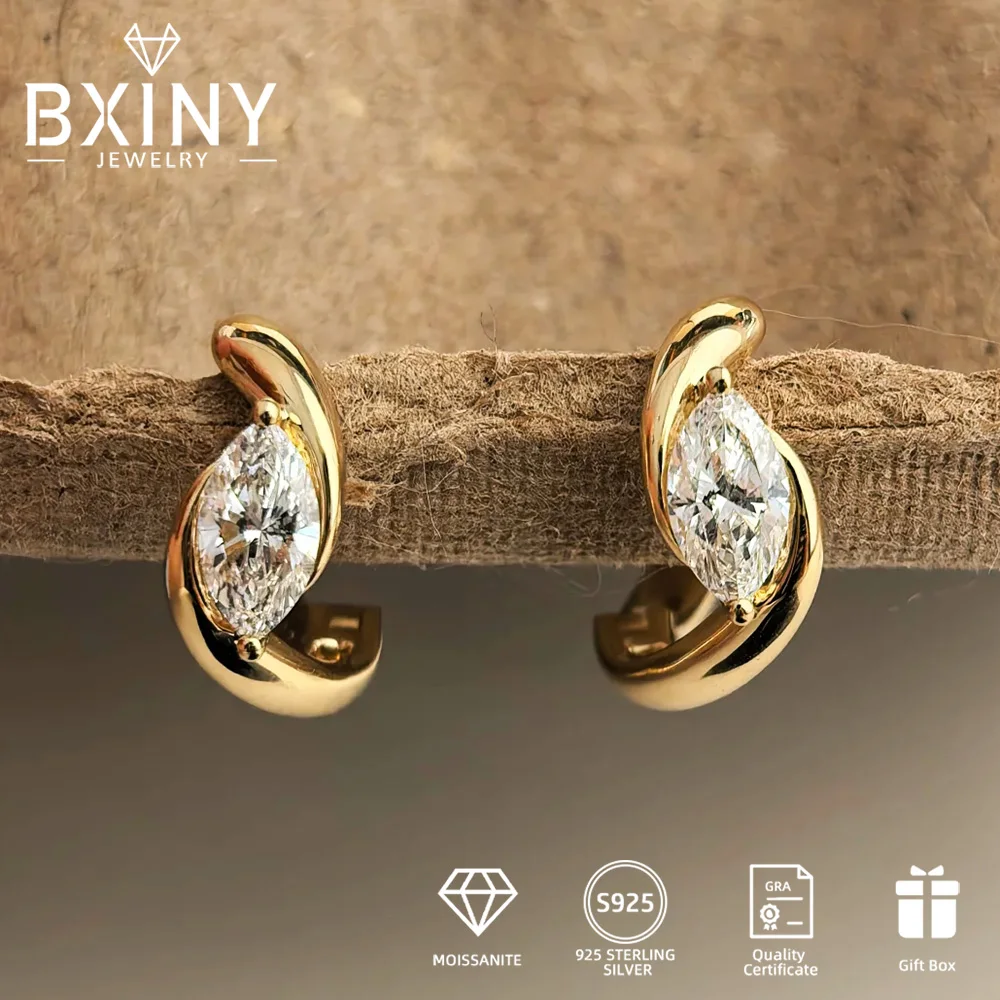

Сертифицированные BXINY GRA серьги-гвоздики с муассанитом 0,4 карата, серебряные серьги-кольца S925 для женщин, свадебные подарки для невесты, ювелирные изделия