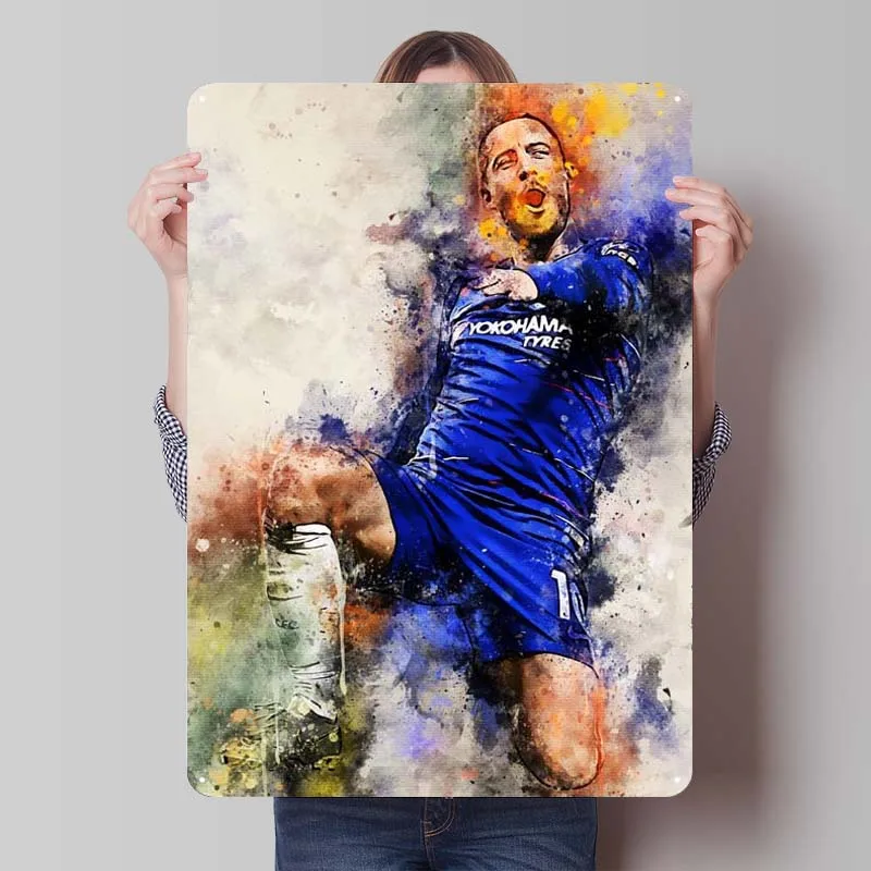 Eden Hazard Sign Customizable Sports Poster Decoration for Home Decor Items Retro Metal Tin Signs for Wall Art Decoration Room