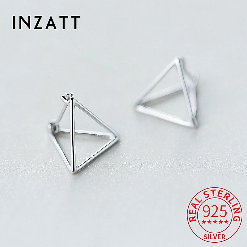 INZATT-pendientes de aro tridimensionales para mujer, de Plata de Ley 925 auténtica, joyería fina, accesorios de moda 2024