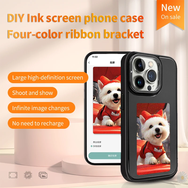 Bild 4: Neue-tech NFC Funktion Telefon Fall Für Iphone 13 14 15 Pro Max DIY Fällen E-Tinte Bildschirm Telefon Abdeckung DIY Cartoon Mädchen Fundas Fall