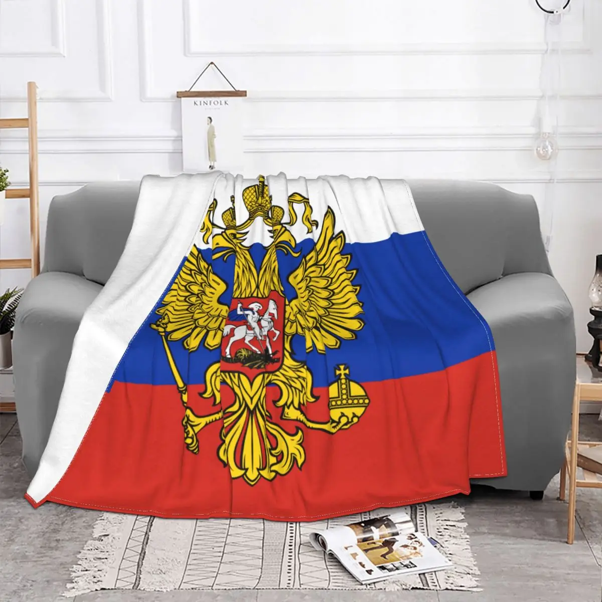 Flag Of The President Of Russia Blankets Breathable Soft Flannel Winter Coat of Arms Throw Blanket for Couch Home Bedding